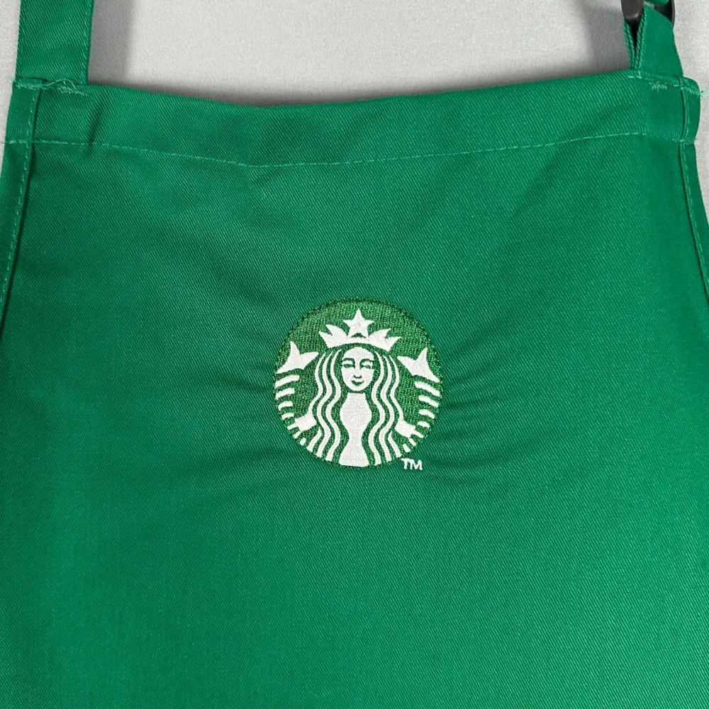 Starbucks Barista Apron Green Employee Uniform 2 Pocket Siren Logo Embroidered